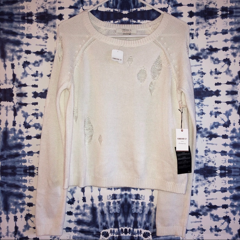 Forever 21 distressed ripped sweater